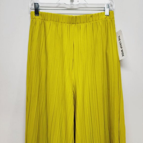 Rafaella Womens Wide Leg Pleated Pants M Yellow Olive  Comfortable Fit - Picture 9 of 11